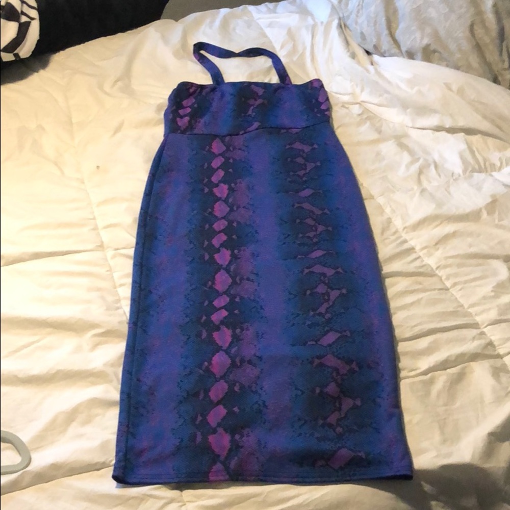 Misguided bodycon snake print dress